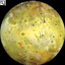 Foto in veri colori di Io fatta dalla sonda Galileo e mappa delle strutture geologiche al 2007