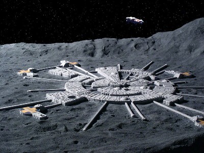 Modellino della base lunare Alpha del telefim italo-britannico Spazio 1999, realizzato nel 1973