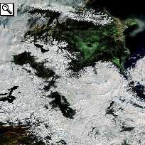 La prima neve e banchi di nebbia sugli altopiani della Turcha dell'est e il nord dell'Iraq. (Immagine elaborata da Brockmann-Consult)