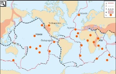 Mappa dei punti caldi presenti sul pianeta Terra