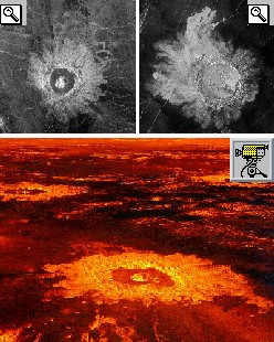 Foto dei crateri d'impatto Piaf, Stuart e filmato del sorvolo dei crateri d'impatto Darilova, in primo piano, Aglaonice Saskja, e della Eisla Regio, dove si trova il terzetto