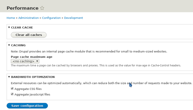 Drupal basic config.