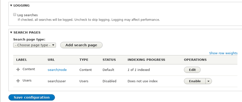 Drupal basic config.