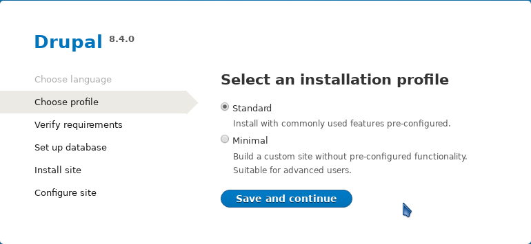 Drupal install: profile
