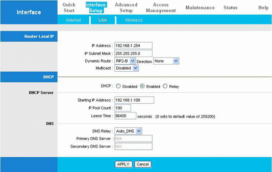 Hamlet router LAN configuration